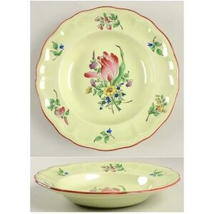 LUNEVILLE  Large Rim Soup Bowl Old Strasbourg Tulip (Green Background)